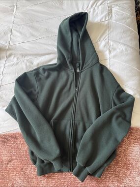 Skims Spruce Cotton Fleece Classic Zip Up Hoodie